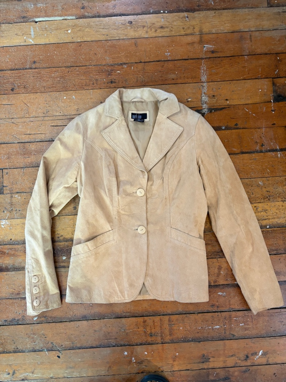 Vintage 90s Mark Alan genuine suede tan blazer suit jacket size L